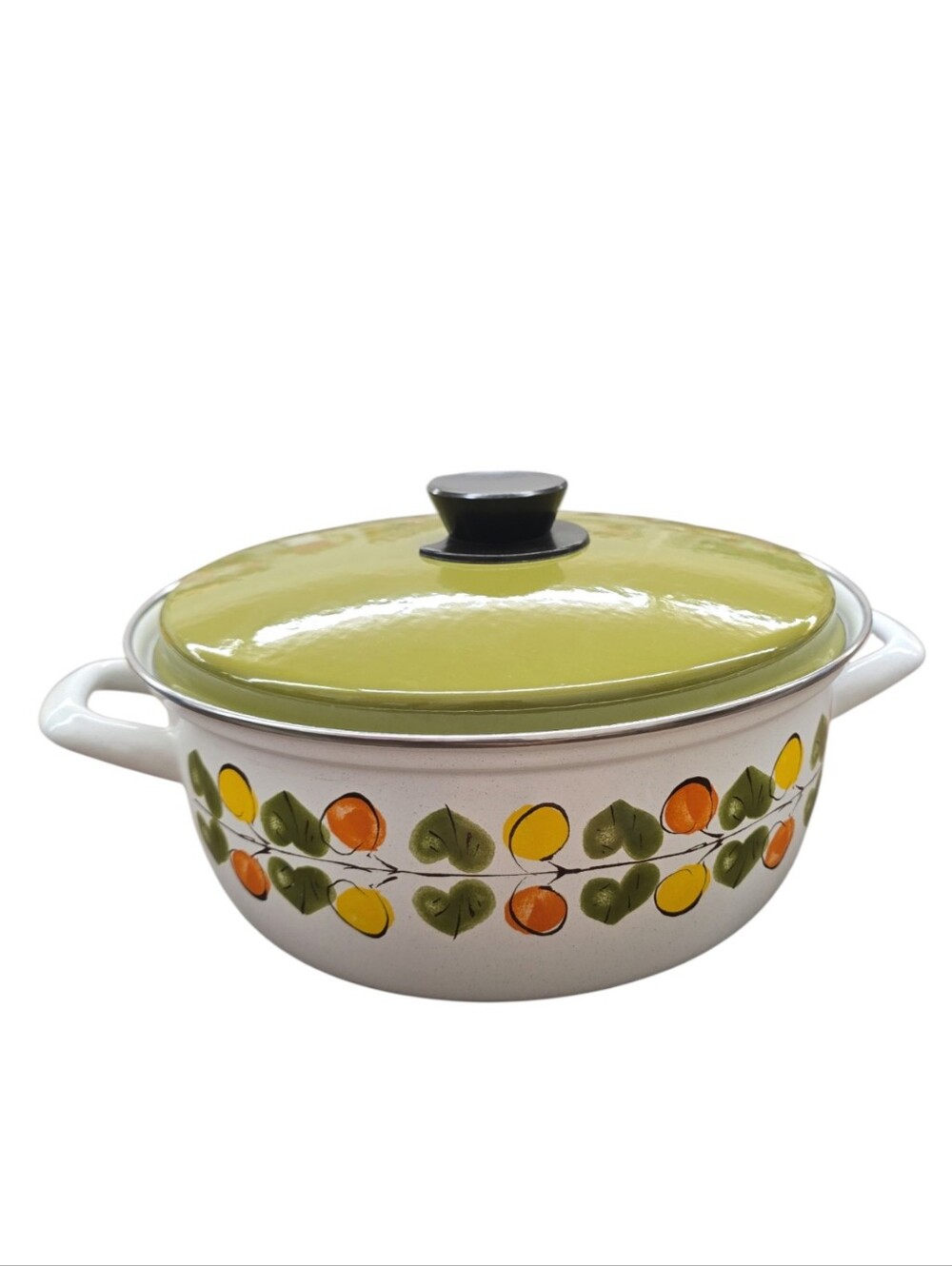 Vintage Austria Email Primavera Enamel Stock Pot w Lid 11” 1970s